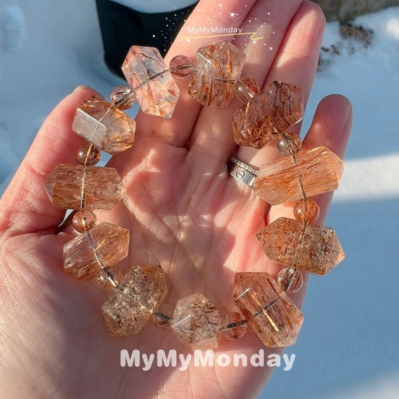 Handmade Jewelry - Double Terminated Black Gold Super Seven Bracelet 12mm